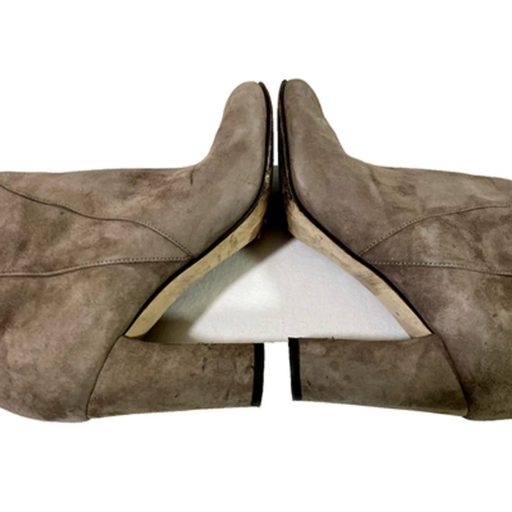 Jimmy Choo Malene 85 Suede Knotted Pull On Bootie In Stone EU 36.5 US 6